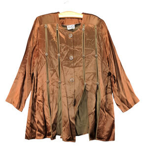 3K Fashion Womens Blouse Tank Top Set Brown SZ XL Button Detail 2 Piece Vintage